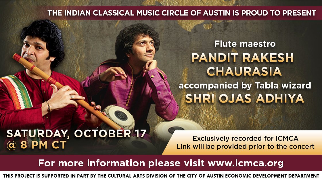 ICMCA presents Pt. Rakesh Chaurasia (Flute)/Shri Ojas Adhiya (Tabla)