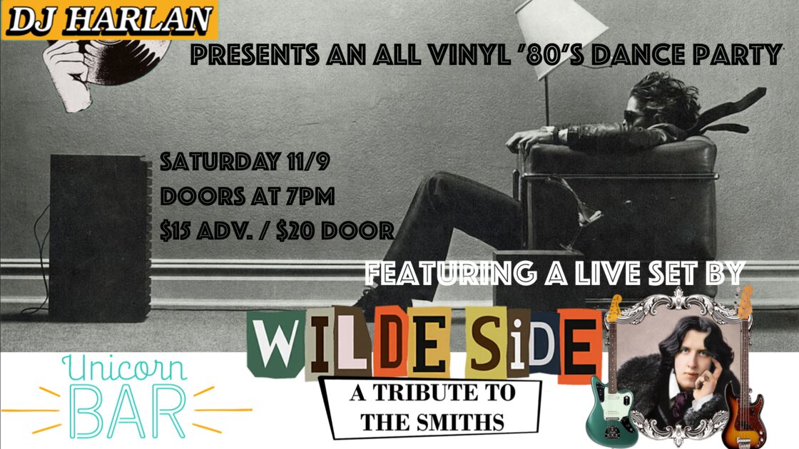 Wilde Side Smiths Tribute Band + DJ Harlan spins the 80's