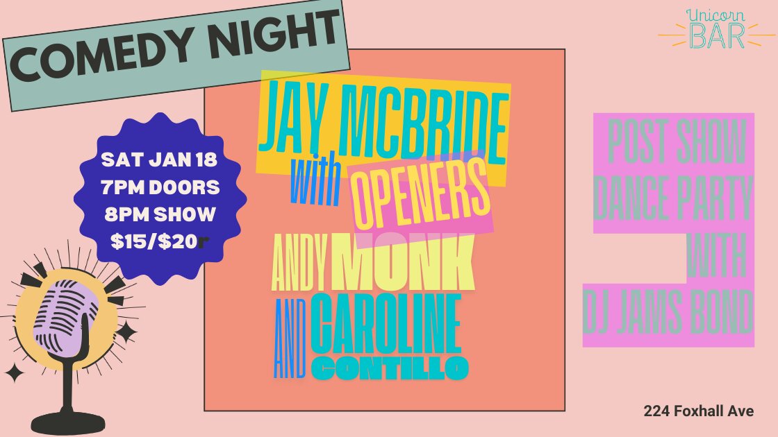 Comedy Nite with Jaye McBride, Andy Monk & Caroline Contillo 