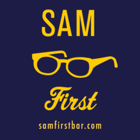 Sam first square logo with glasses